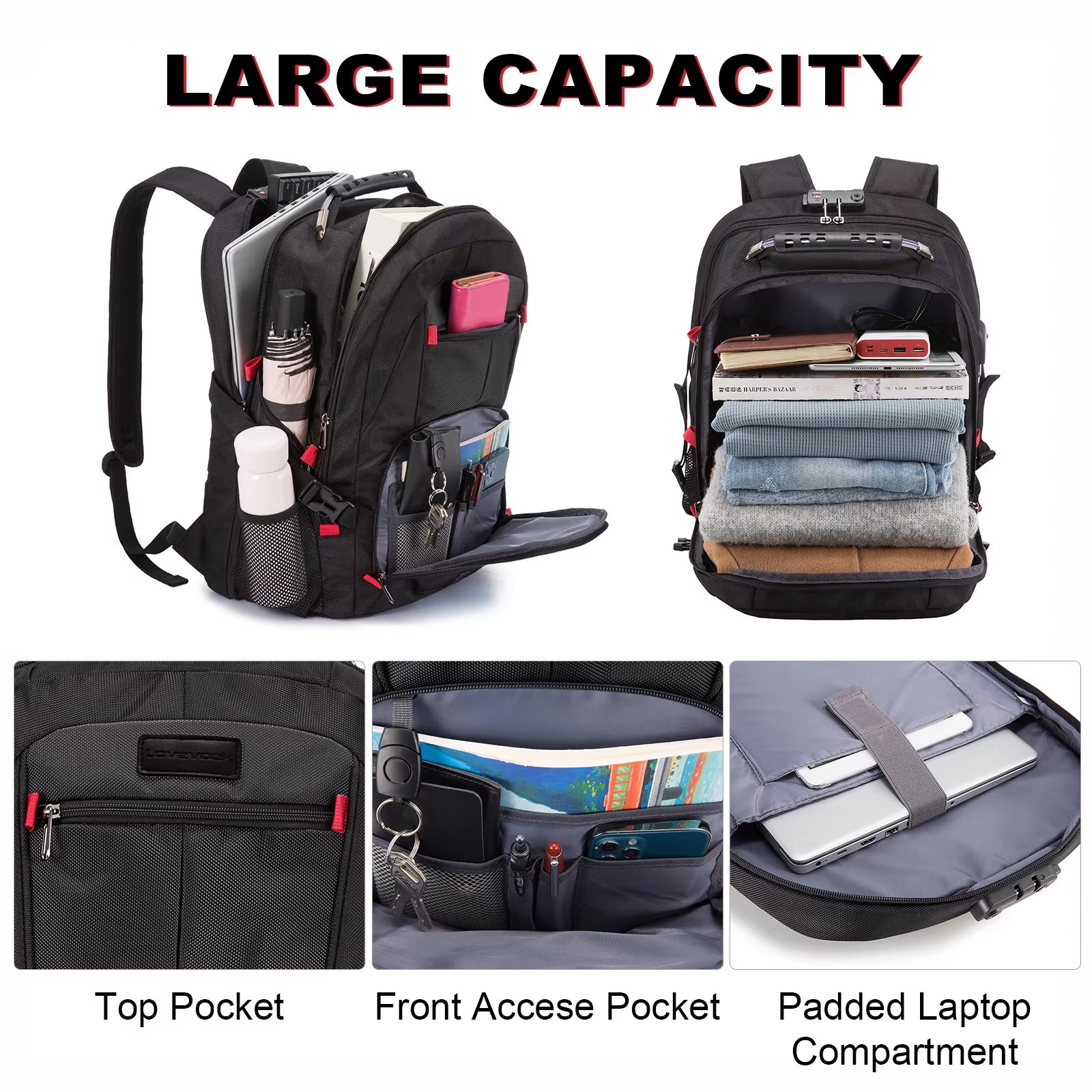 Anti-Theft Water-Resistant Large Capacity USB Vintage Nylon Laptop Backpack product detail