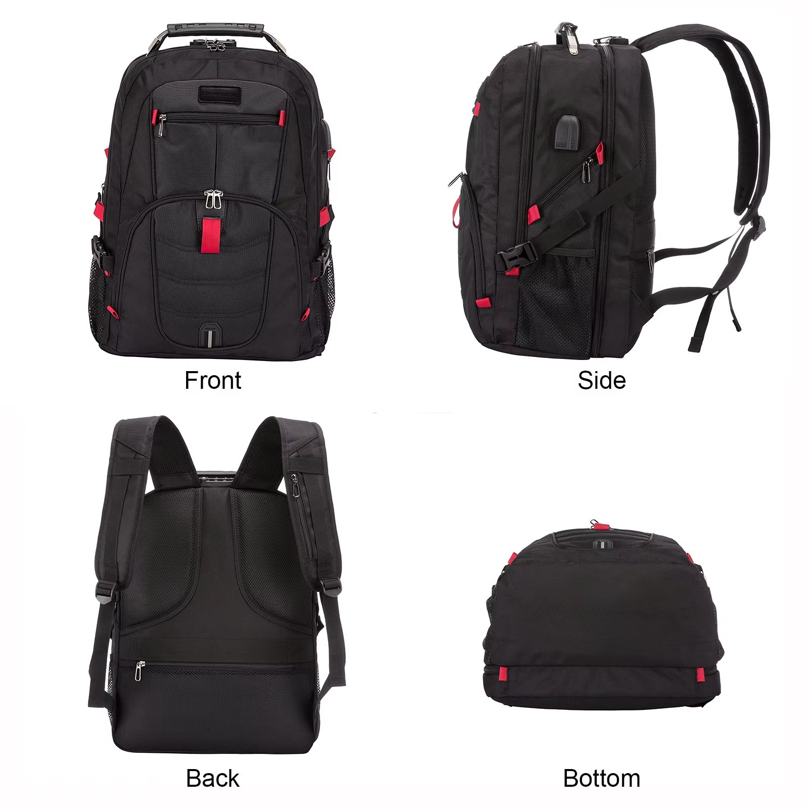 Anti-Theft Water-Resistant Large Capacity USB Vintage Nylon Laptop Backpack product detail