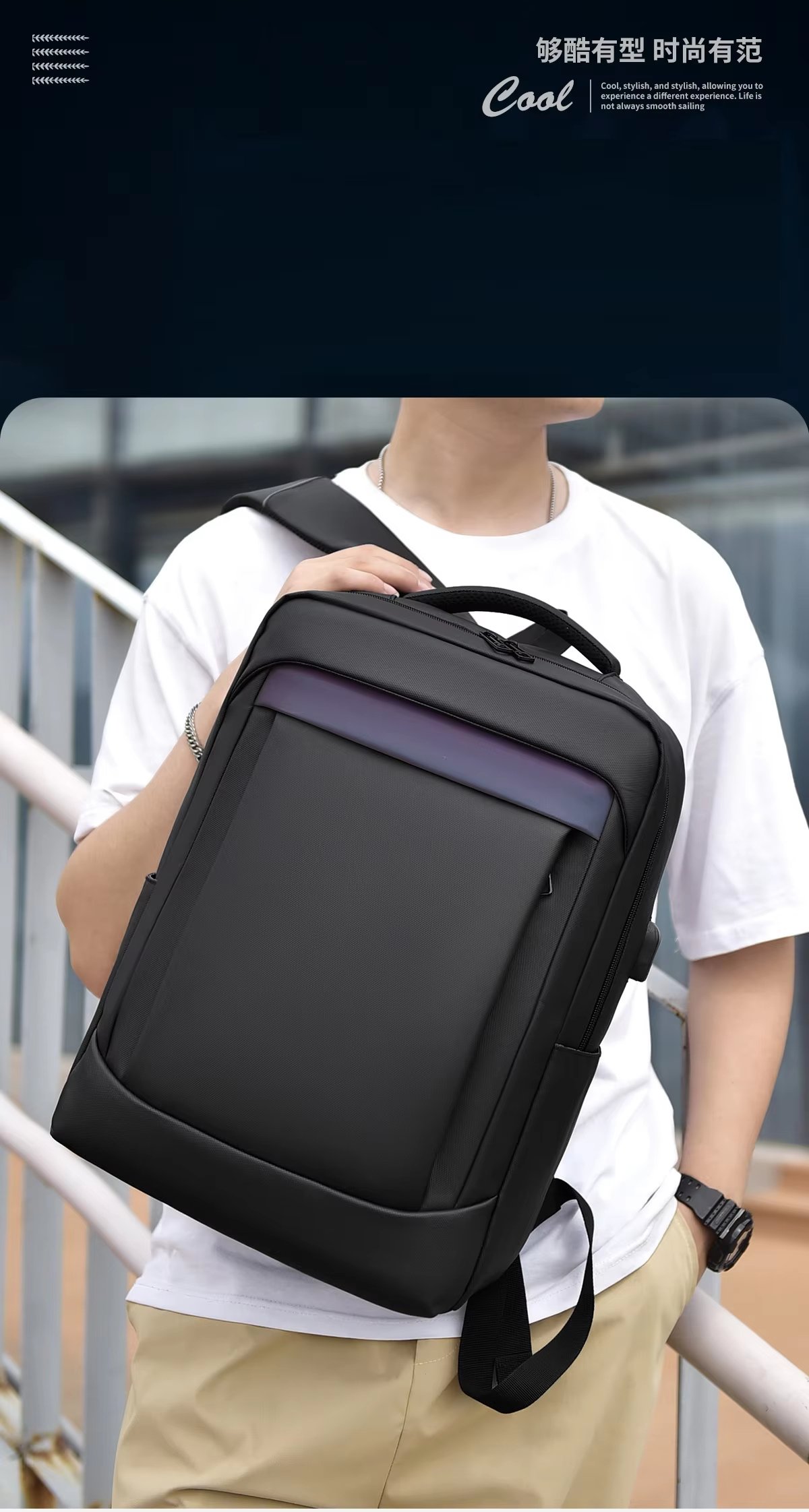 Water-Resistant USB Business Travel Oxford Business Backpack product detail