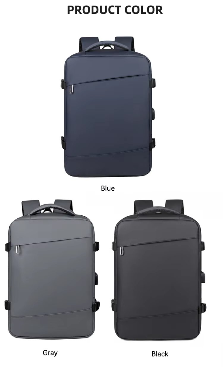 Anti-Theft Water-Resistant Expandable USB Business PU Leather Laptop Backpack product detail