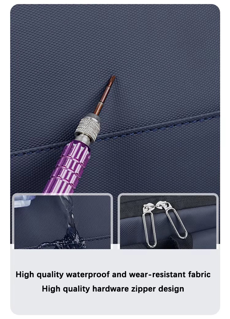 Anti-Theft Water-Resistant Expandable USB Business PU Leather Laptop Backpack product detail