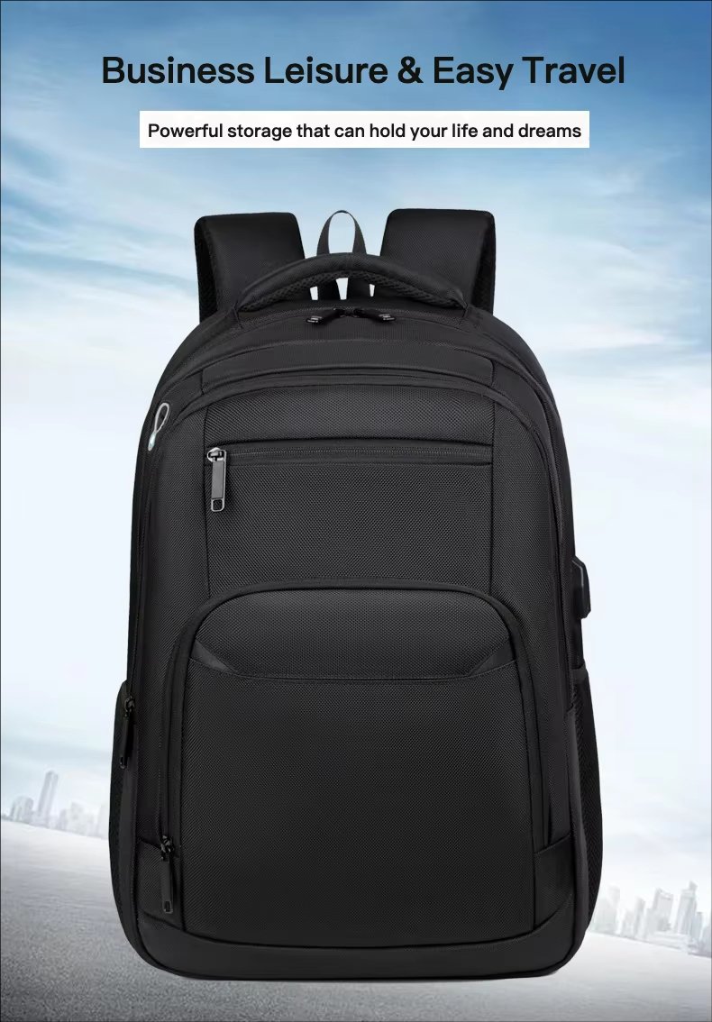 Large Capacity USB Business Travel School Nylon Laptop Backpack product detail