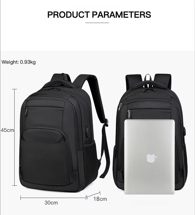 Large Capacity USB Business Travel School Nylon Laptop Backpack product detail