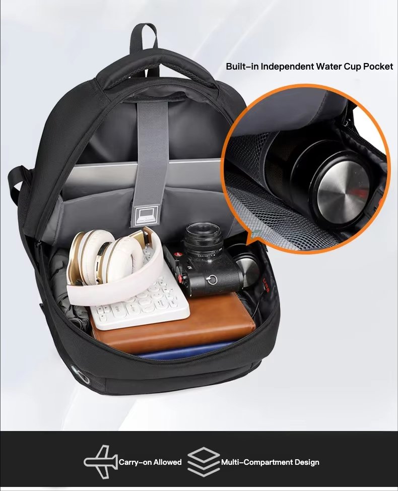 Large Capacity USB Business Travel School Nylon Laptop Backpack product detail