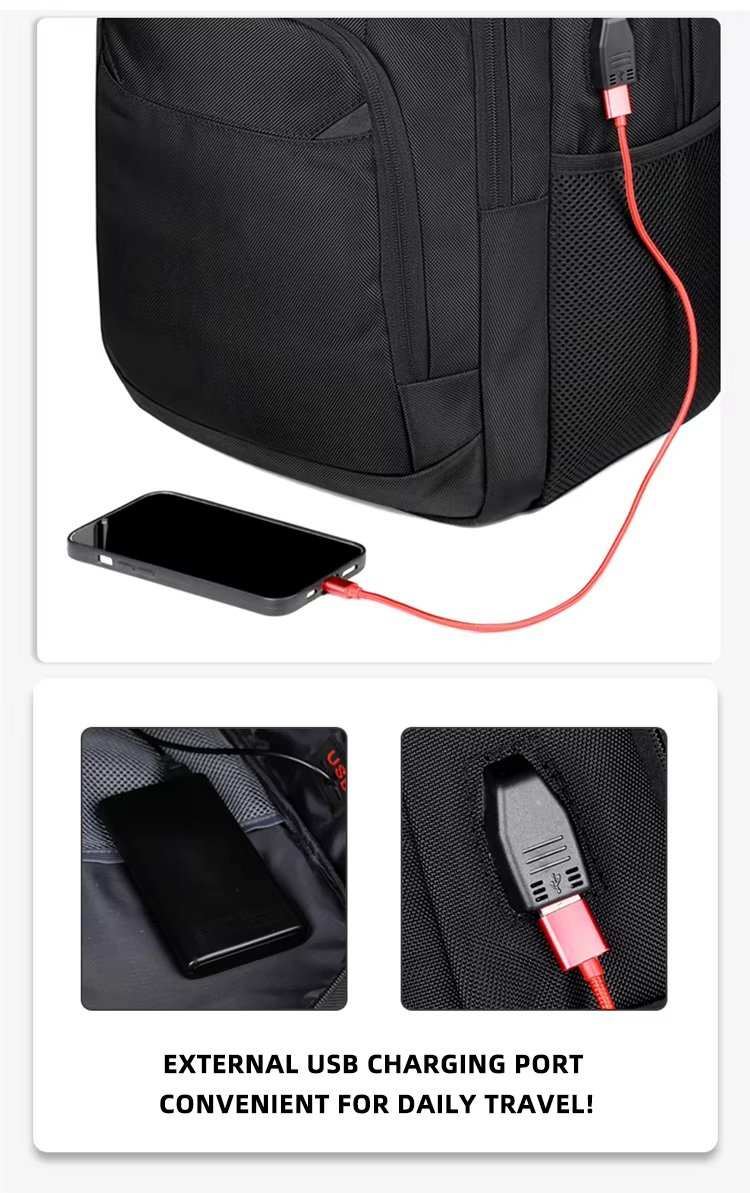 Large Capacity USB Business Travel School Nylon Laptop Backpack product detail
