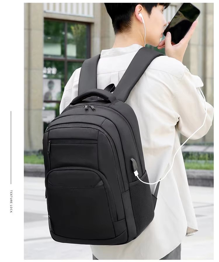 Large Capacity USB Business Travel School Nylon Laptop Backpack product detail