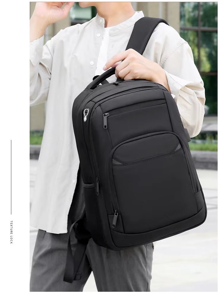 Large Capacity USB Business Travel School Nylon Laptop Backpack product detail