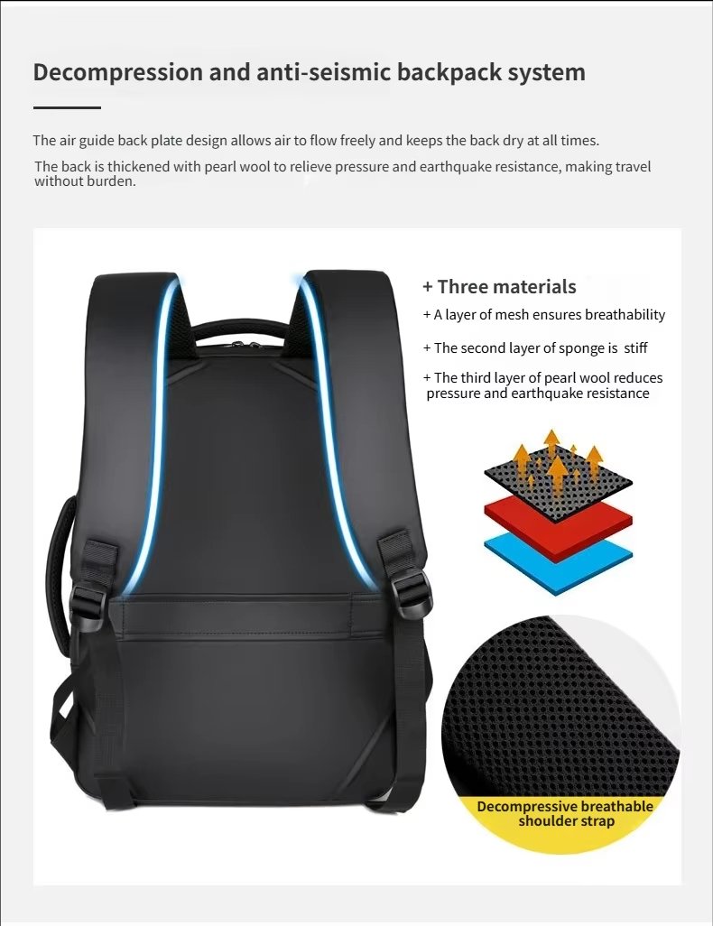 Water-Resistant Large Capacity USB Business Travel Oxford Laptop Backpack product detail