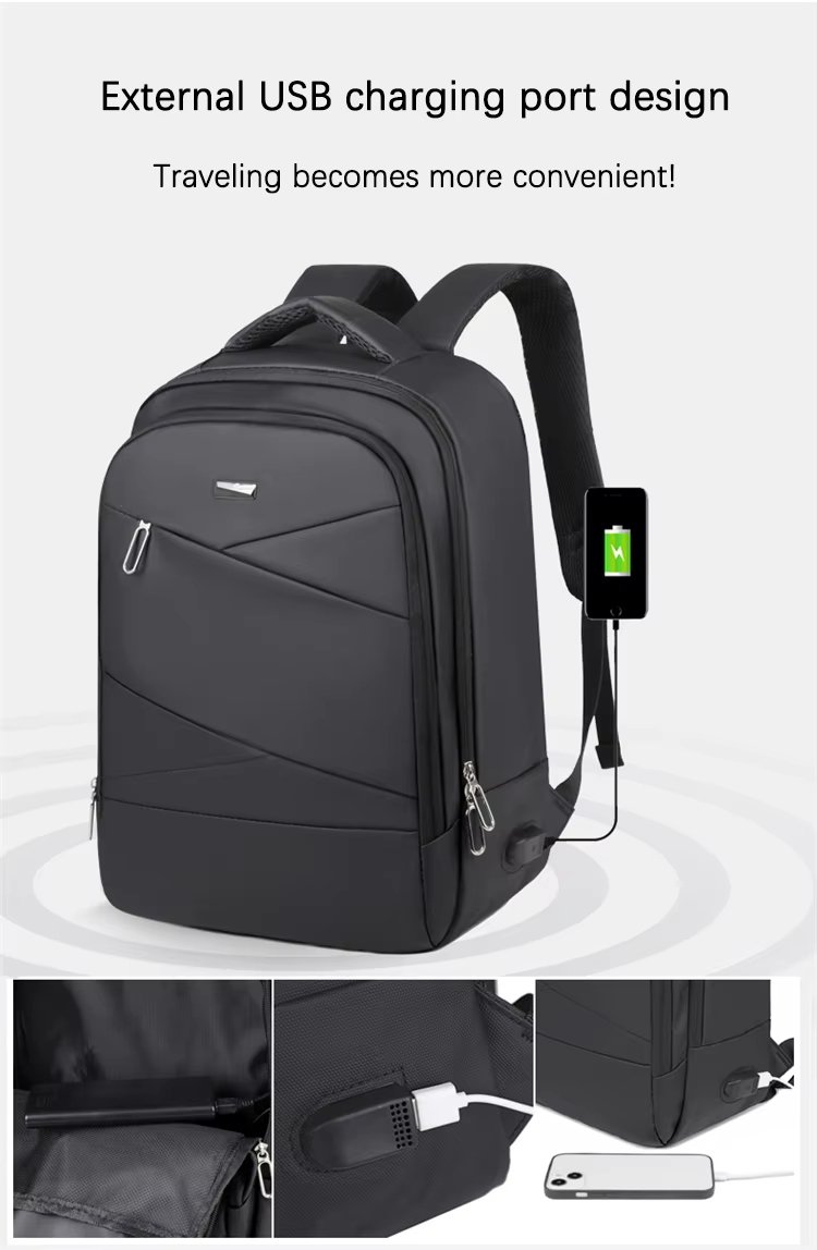 Water-Resistant Large Capacity USB Business Travel Oxford Laptop Backpack product detail