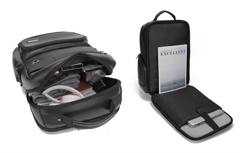 Anti-Theft Water-Resistant Large Capacity Modern Business Leather Laptop Backpack product detail