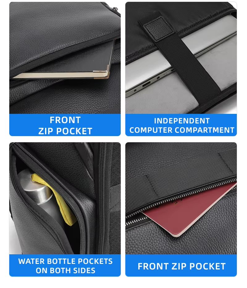 Anti-Theft Water-Resistant Large Capacity Modern Business Leather Laptop Backpack product detail