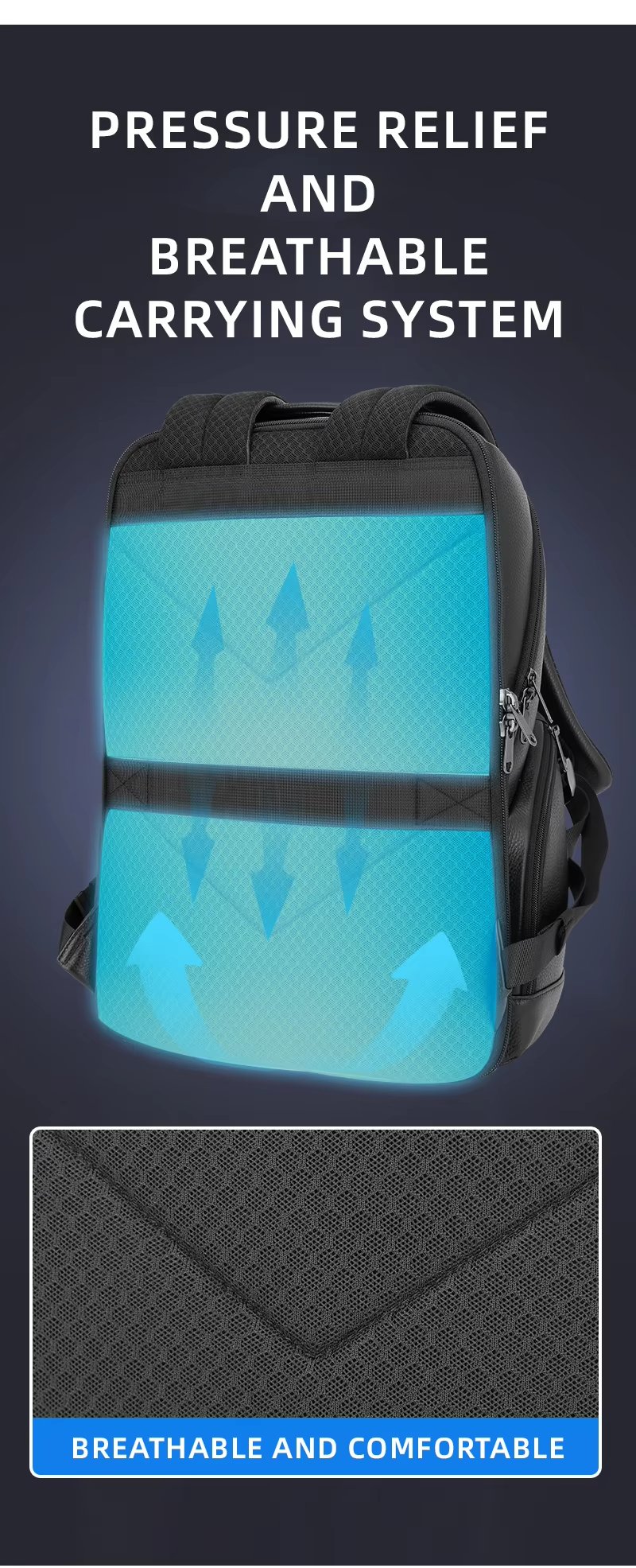 Anti-Theft Water-Resistant Large Capacity Modern Business Leather Laptop Backpack product detail