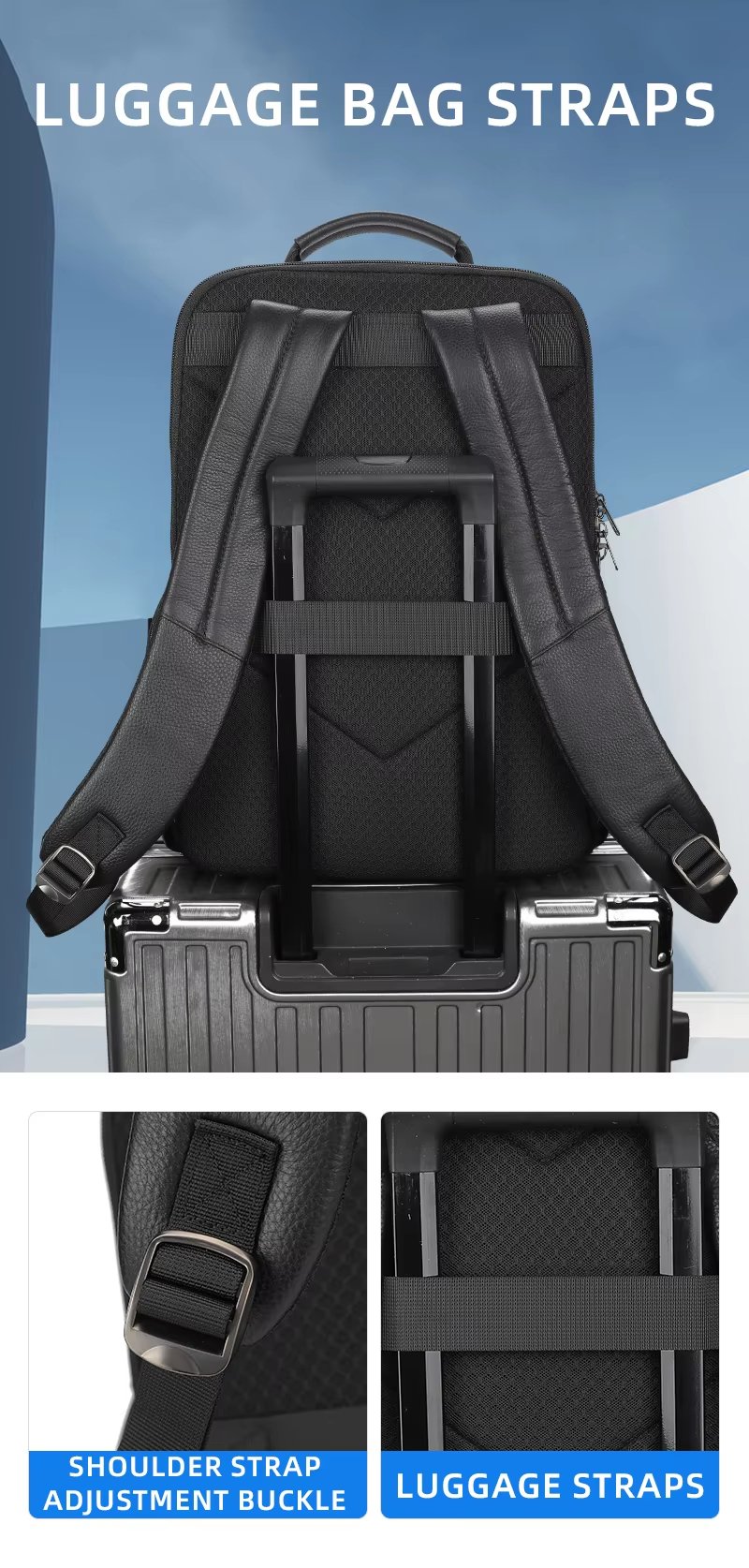 Anti-Theft Water-Resistant Large Capacity Modern Business Leather Laptop Backpack product detail