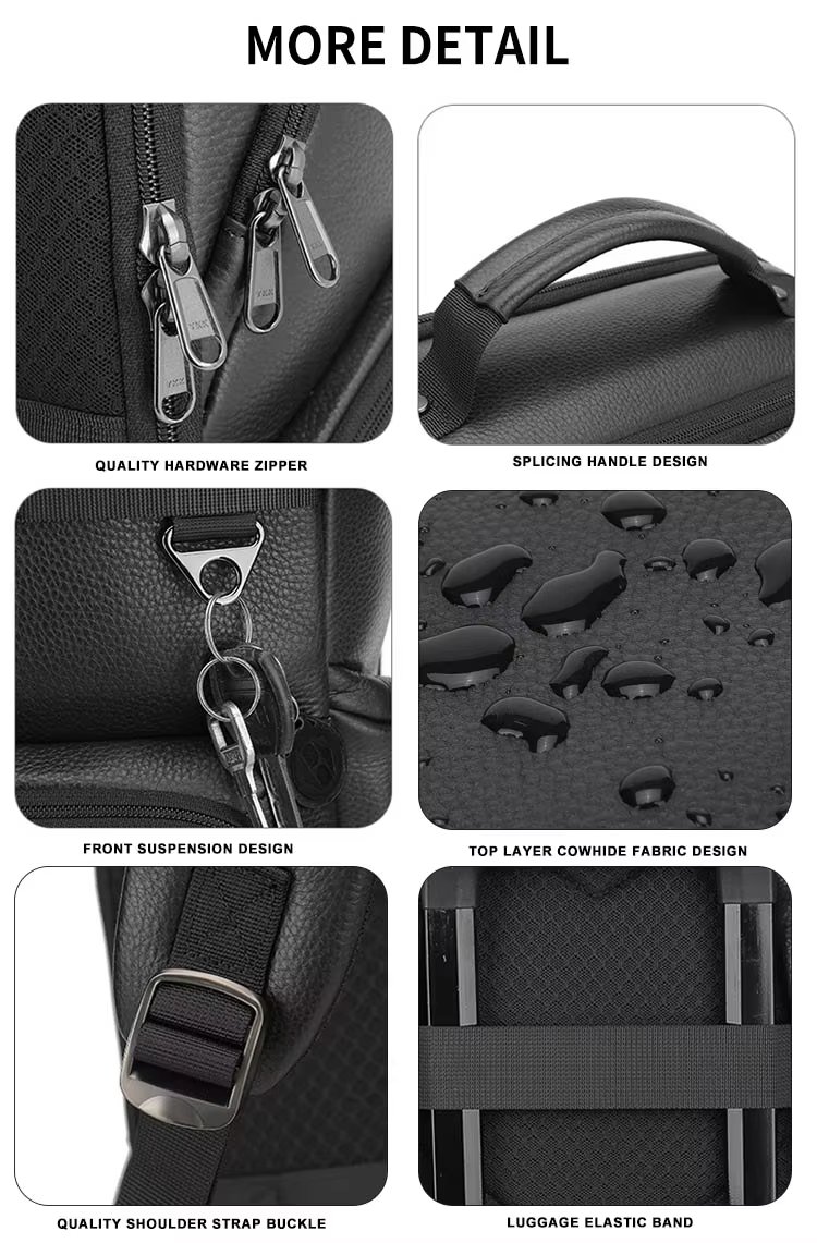 Anti-Theft Water-Resistant Large Capacity Modern Business Leather Laptop Backpack product detail