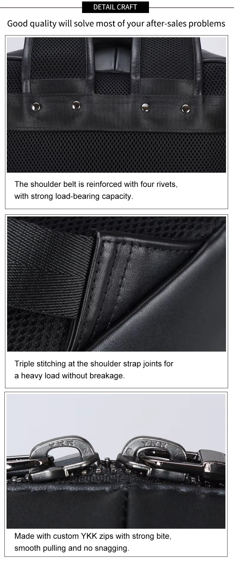 Water-Resistant Travel Leather Laptop Backpack product detail