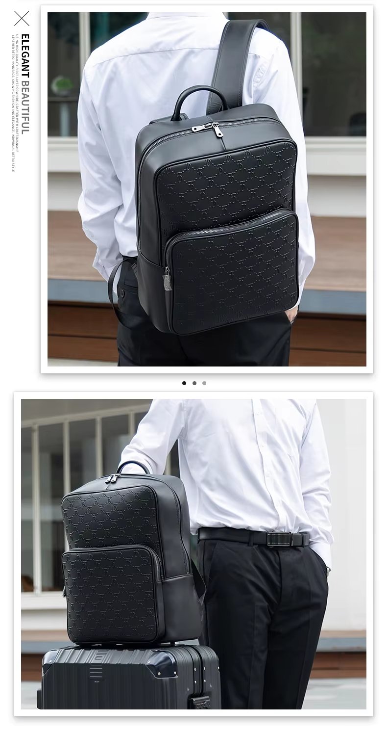 Water-Resistant Travel Leather Laptop Backpack product detail