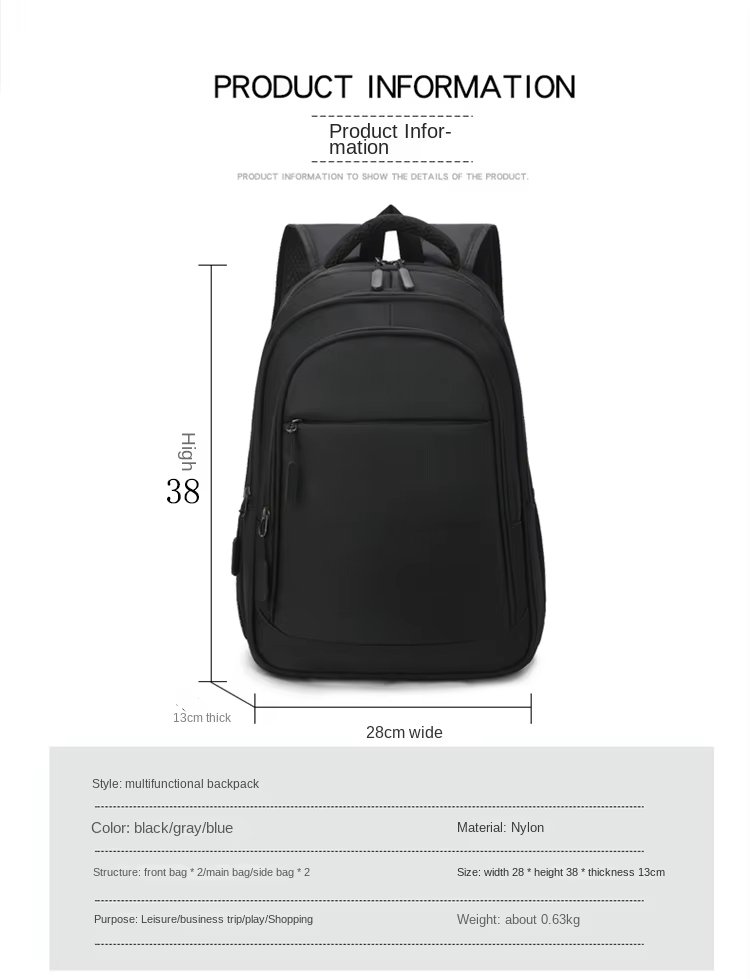 Water-Resistant Large Capacity Vintage Outdoor Business Oxford Backpack product detail
