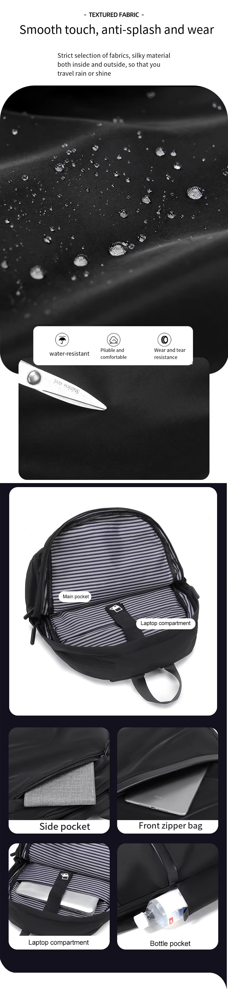 Water-Resistant Outdoor Business Travel School Oxford Business Casual Backpack product detail