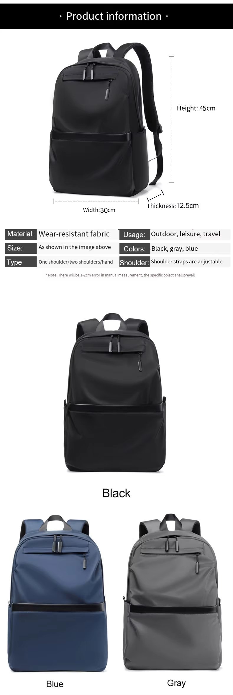 Water-Resistant Outdoor Business Travel School Oxford Business Casual Backpack product detail