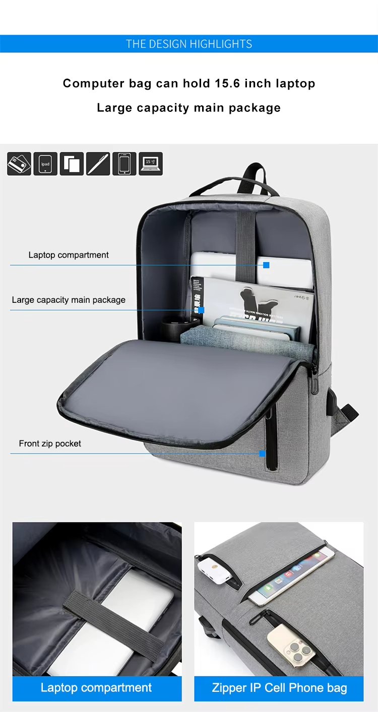 Water-Resistant Large Capacity Lightweight USB Business Oxford Laptop Backpack product detail