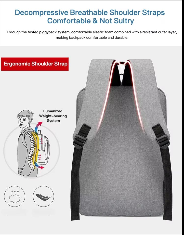 Water-Resistant Large Capacity Lightweight USB Business Oxford Laptop Backpack product detail