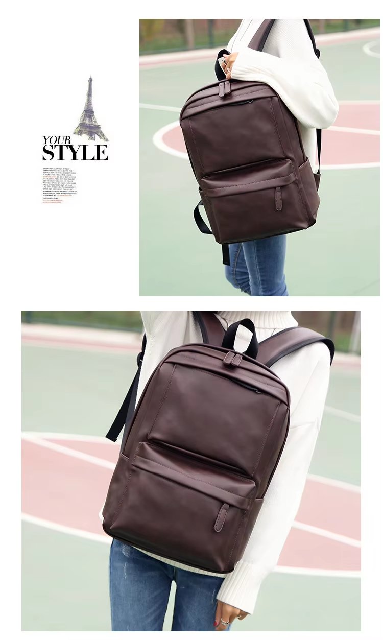 Water-Resistant Large Capacity Modern Outdoor Business PU Leather Business Casual Backpack product detail