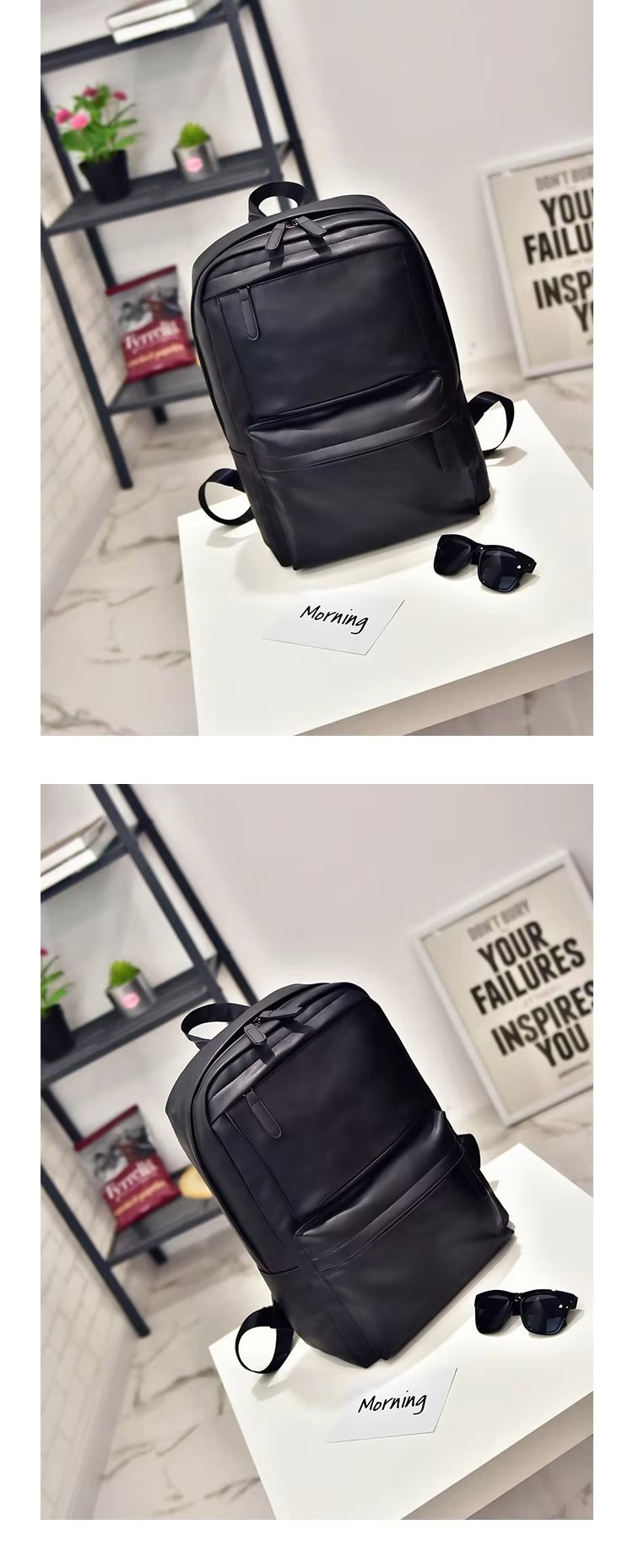 Water-Resistant Large Capacity Modern Outdoor Business PU Leather Business Casual Backpack product detail