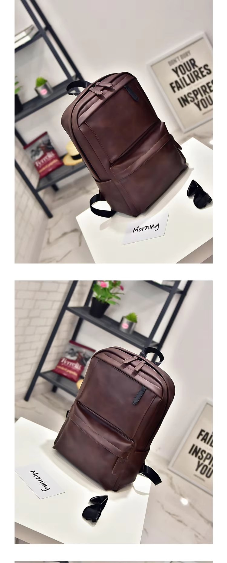 Water-Resistant Large Capacity Modern Outdoor Business PU Leather Business Casual Backpack product detail