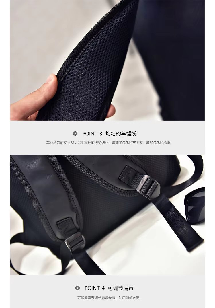 Water-Resistant Large Capacity Modern Outdoor Business PU Leather Business Casual Backpack product detail