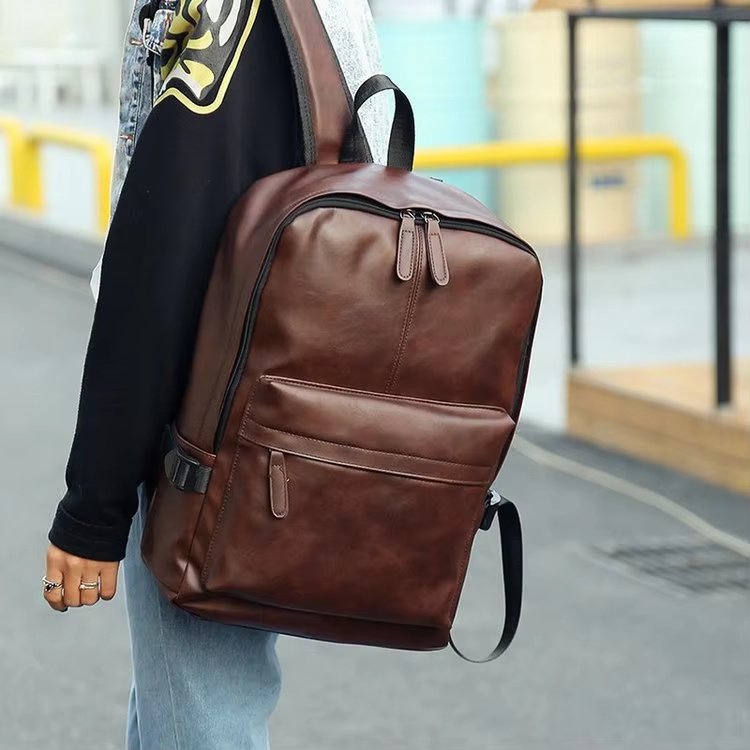 Water-Resistant Large Capacity Modern Outdoor Business PU Leather Business Casual Backpack product detail