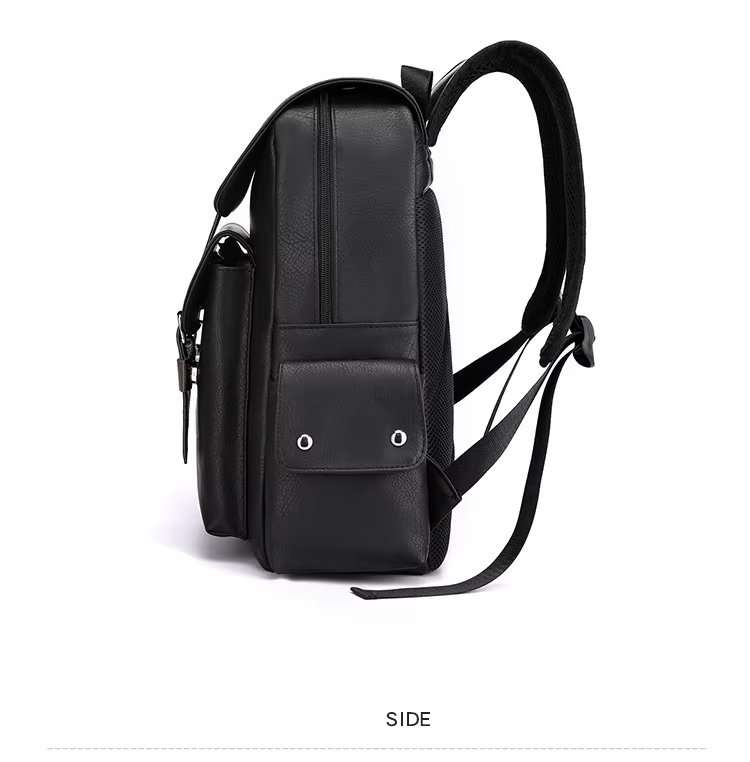 Water-Resistant Modern Business Travel School PU Leather Laptop Backpack product detail
