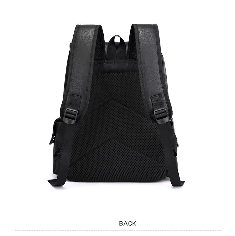 Water-Resistant Modern Business Travel School PU Leather Laptop Backpack product detail