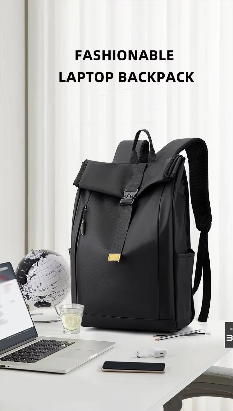 Large Capacity Outdoor Business Travel School Nylon Roll Top Backpack product detail