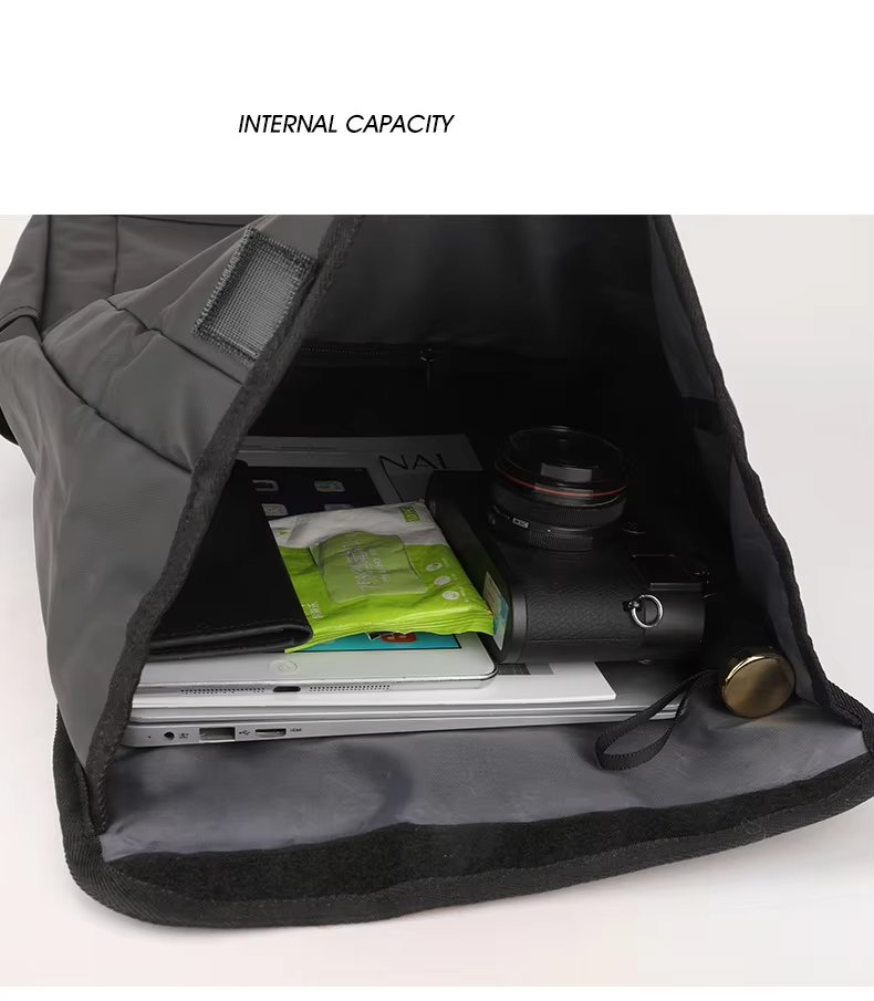 Large Capacity Outdoor Business Travel School Nylon Roll Top Backpack product detail