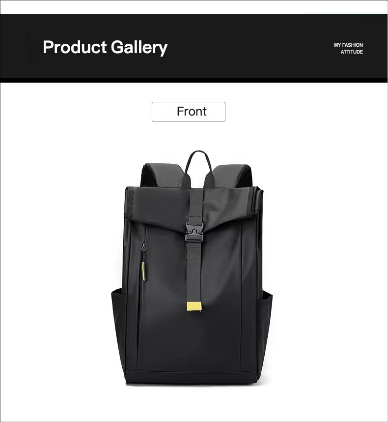 Large Capacity Outdoor Business Travel School Nylon Roll Top Backpack product detail