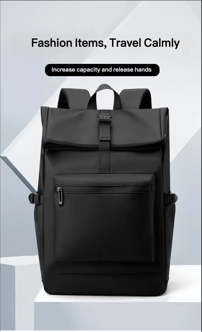 Anti-Theft Water-Resistant Large Capacity Business Travel Nylon Roll Top Backpack product detail