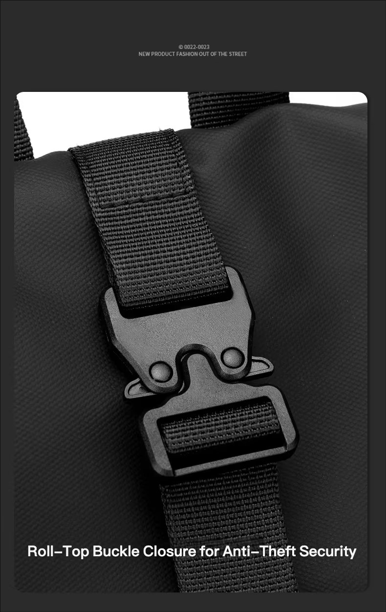 Anti-Theft Water-Resistant Large Capacity Business Travel Nylon Roll Top Backpack product detail