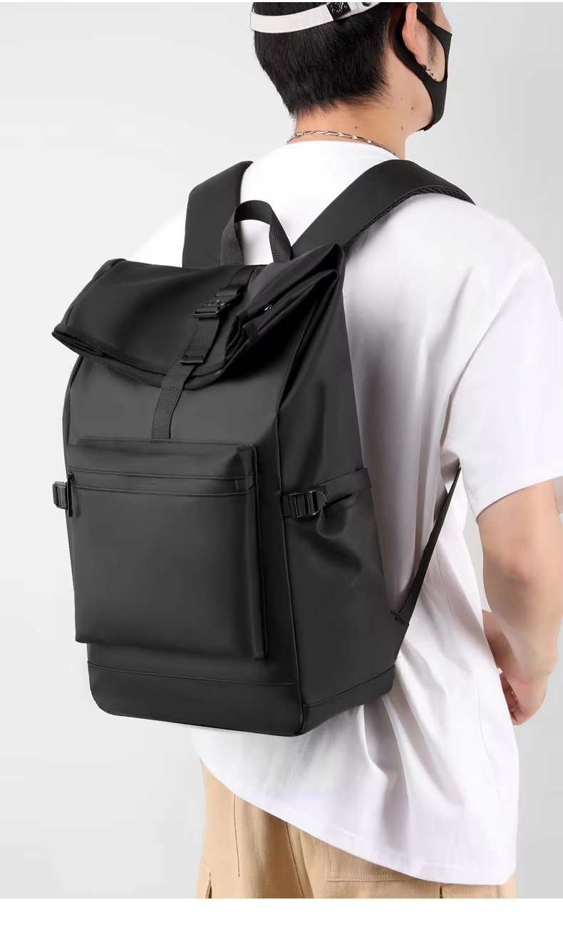 Anti-Theft Water-Resistant Large Capacity Business Travel Nylon Roll Top Backpack product detail