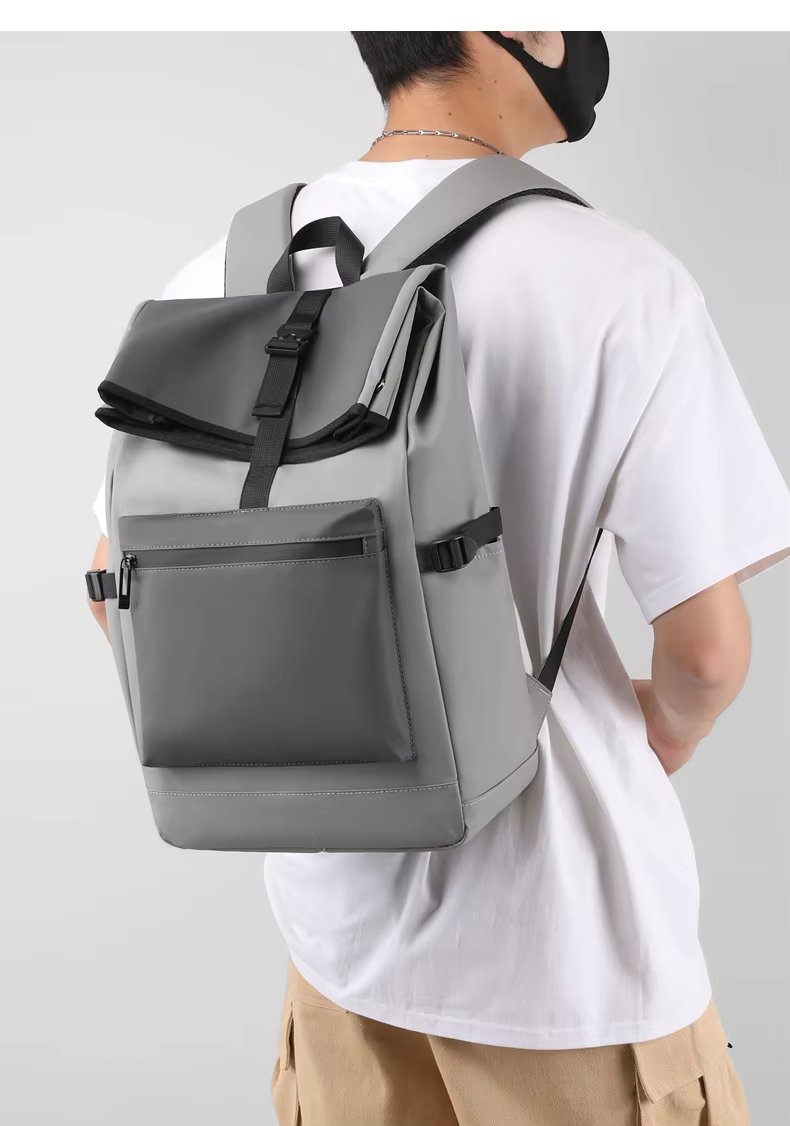 Anti-Theft Water-Resistant Large Capacity Business Travel Nylon Roll Top Backpack product detail