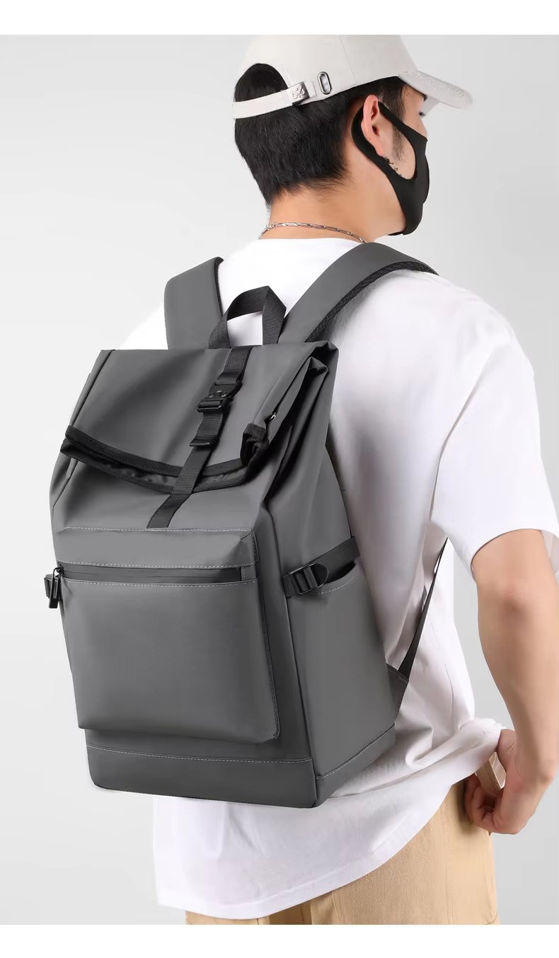 Anti-Theft Water-Resistant Large Capacity Business Travel Nylon Roll Top Backpack product detail
