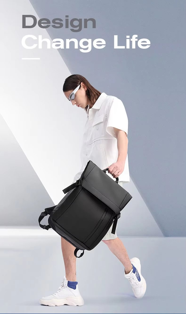 Anti-Theft Water-Resistant Business Casual PU Leather Laptop Backpack product detail