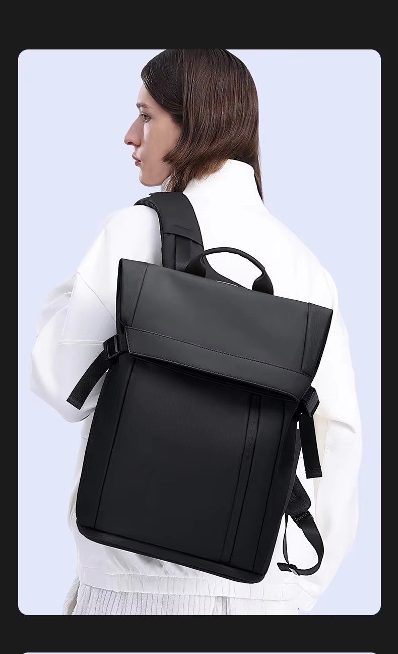 Anti-Theft Water-Resistant Business Casual PU Leather Laptop Backpack product detail