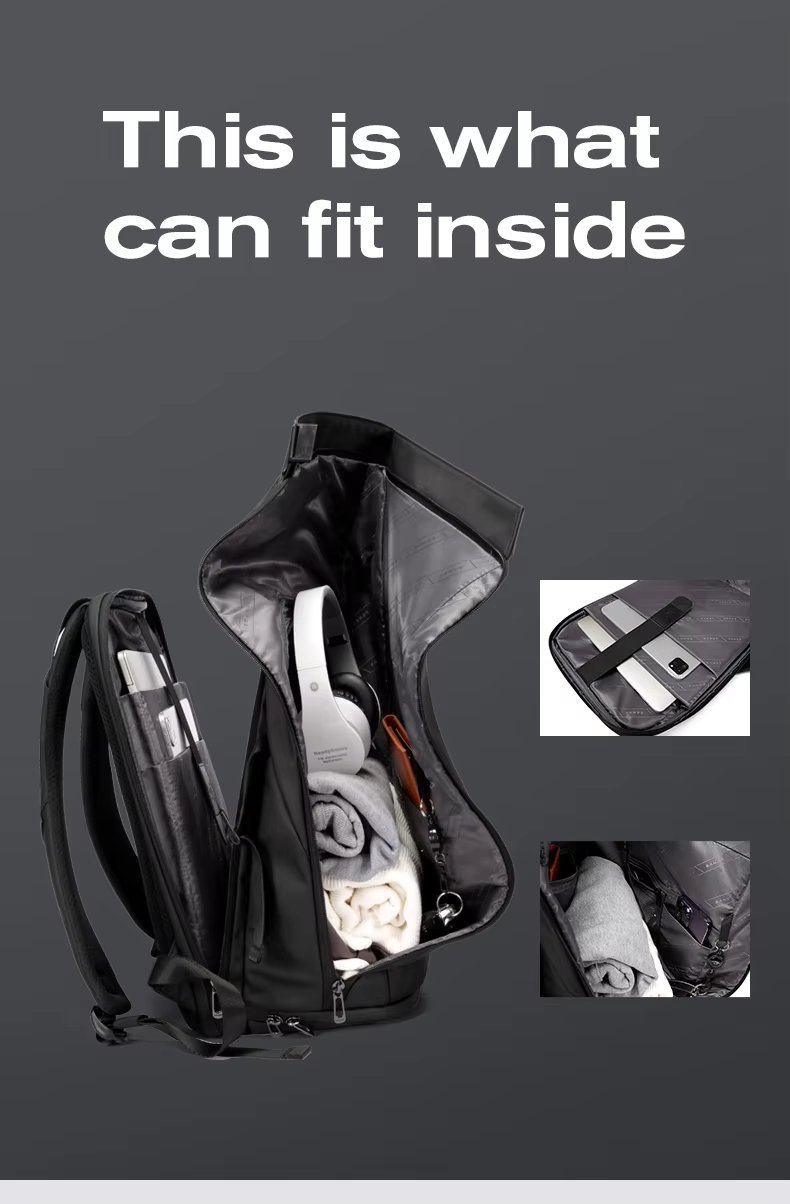 Anti-Theft Water-Resistant Business Casual PU Leather Laptop Backpack product detail