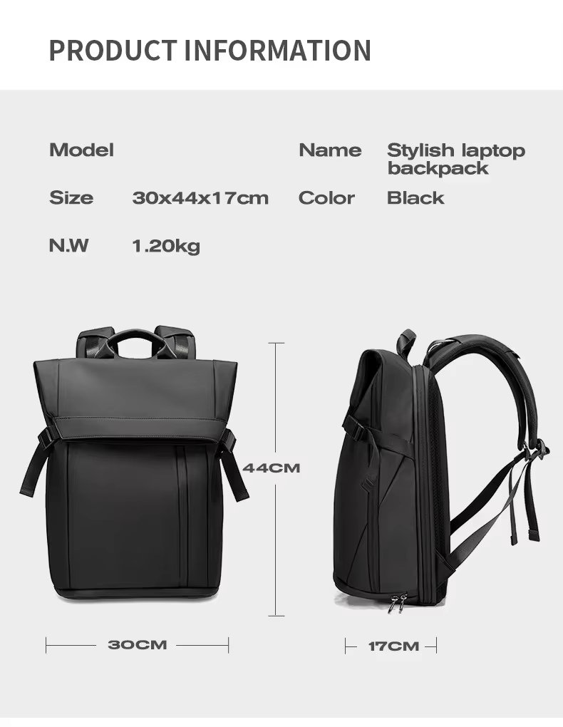 Anti-Theft Water-Resistant Business Casual PU Leather Laptop Backpack product detail
