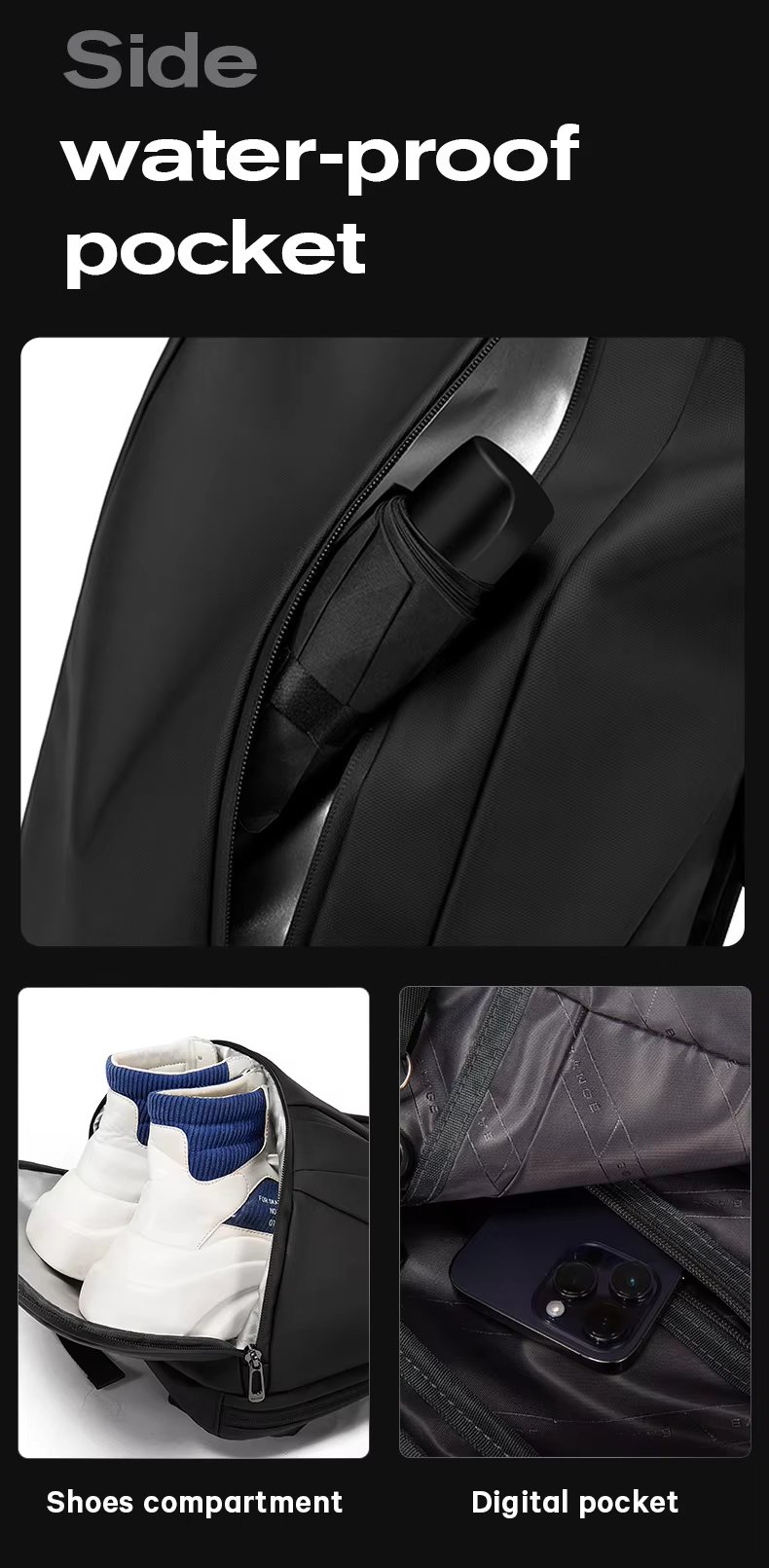 Anti-Theft Water-Resistant Business Casual PU Leather Laptop Backpack product detail