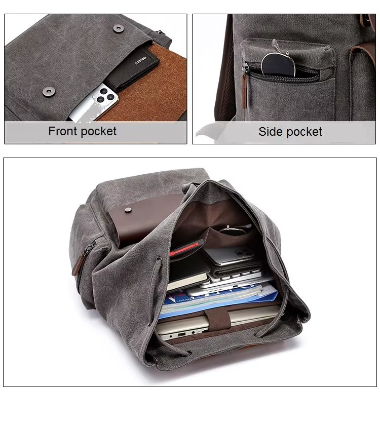 Water-Resistant Outdoor Casual Canvas Laptop Backpack product detail