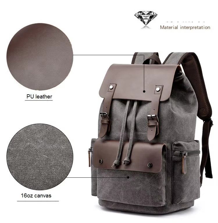 Water-Resistant Outdoor Casual Canvas Laptop Backpack product detail