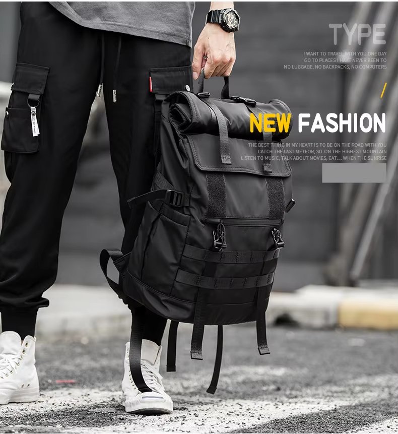 Anti-Theft Water-Resistant Large Capacity Expandable Outdoor Oxford Roll Top Backpack product detail
